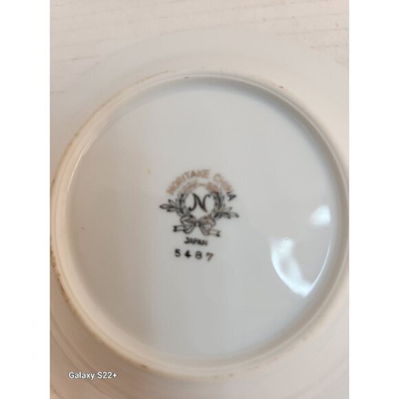 Noritake China 5487 Japan Gold & Green Leaf Pattern Bowls Set Of 2 - Picture 3 of 6